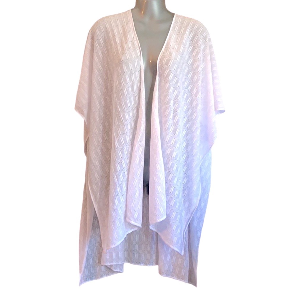Chico’s Additions White Knit Wit Ruana Wrap Shawl Poncho